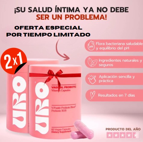 2X1-URO PROBIOTICO VAGINAL 60 CÁPSULAS EN CADA BOTELLA